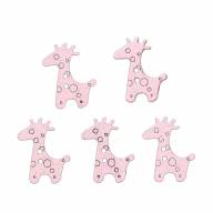 Пуговицы в ассортименте &quot;Жирафы&quot; (5 шт.) - Пуговицы деревянные "Жирафы" цвет розовый