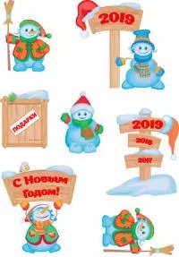 Фетр с рисунком "Снеговички 2019"
