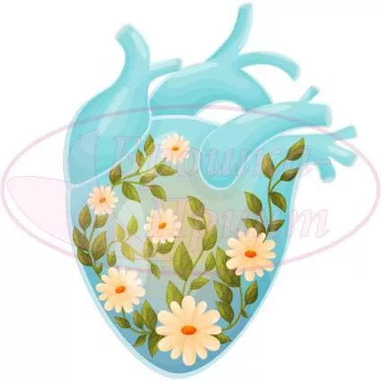 Шаблон для броши, жесткий фетр 1.2 мм, рис. 192 (Цветы в сердце)