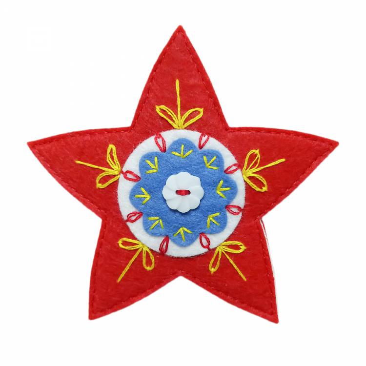 Комплект деталей из мягкого корейского фетра "Звезда с декором"