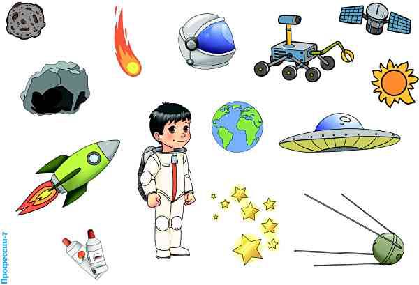 Корейский фетр с рисунком - "Профессии-7 - Космонавт"