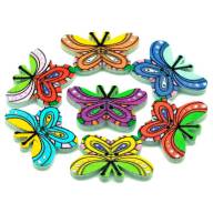 Набор деревянных пуговиц &quot;Бабочки и стрекозы&quot; (9 шт.) - В наборе будут 3 случайных бабочки из этого ассортимента
