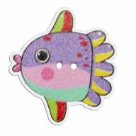 Пуговицы деревянные  &quot;Рыбка-летучка&quot; (1 шт.) - Пуговица деревянная Рыбка, цвет фиолетовый