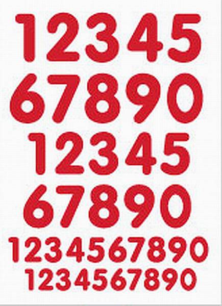 Цифры красные, бархатные термонаклейки