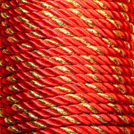 Шнур крученый, с золотом, 5 мм - крученый шнур красный с золотом