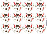 Печать на фетре "Игрушки на ёлку - символы 2021 - 12 (позитивные бычки)"