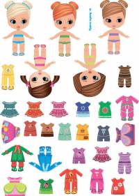 Печать "Одень куклу - 13 - Сет 5 куколок с одеждой"